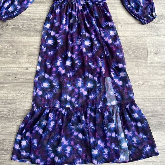 ShopBop RAHI Leila Cut Out Midi Dress Front Slit Chiffon Purple Tie Dye Small - Picture 6 of 12